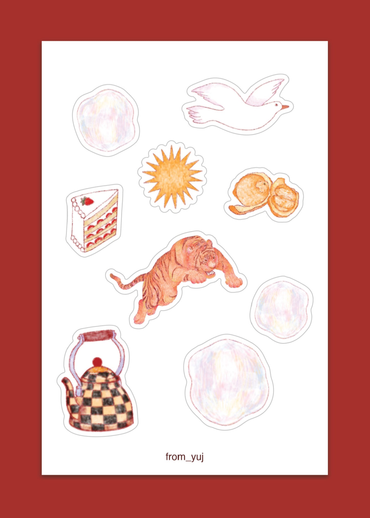 Sticker sheet - tiger, bubbles, tangerine