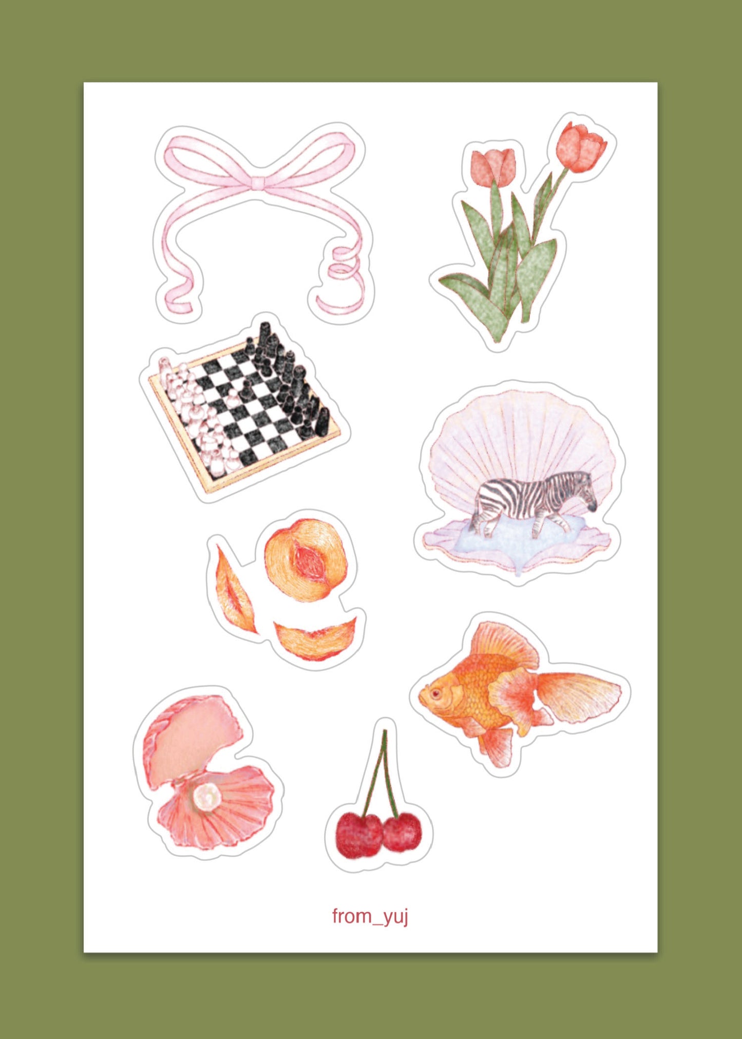 Sticker sheet - peach, pearl, tulip